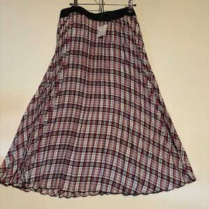 Riley and Rae Plaid Pleated Skirt with Black Waistband